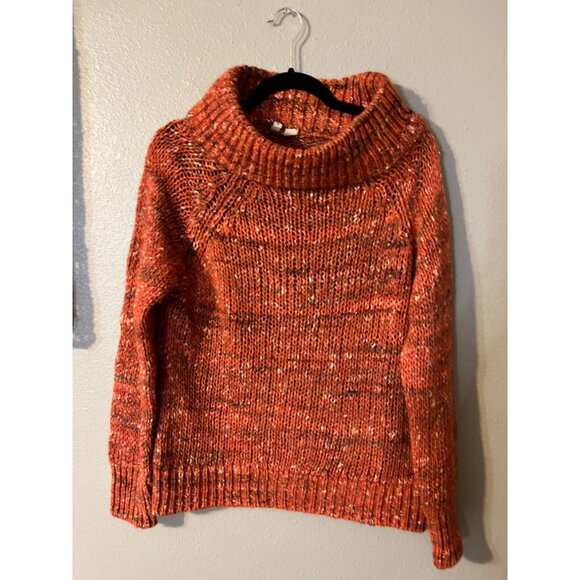 Anthropologie Moth Sweater Orange M Medium Thick Collar Pullover Mutli Flecks - Picture 4 of 11